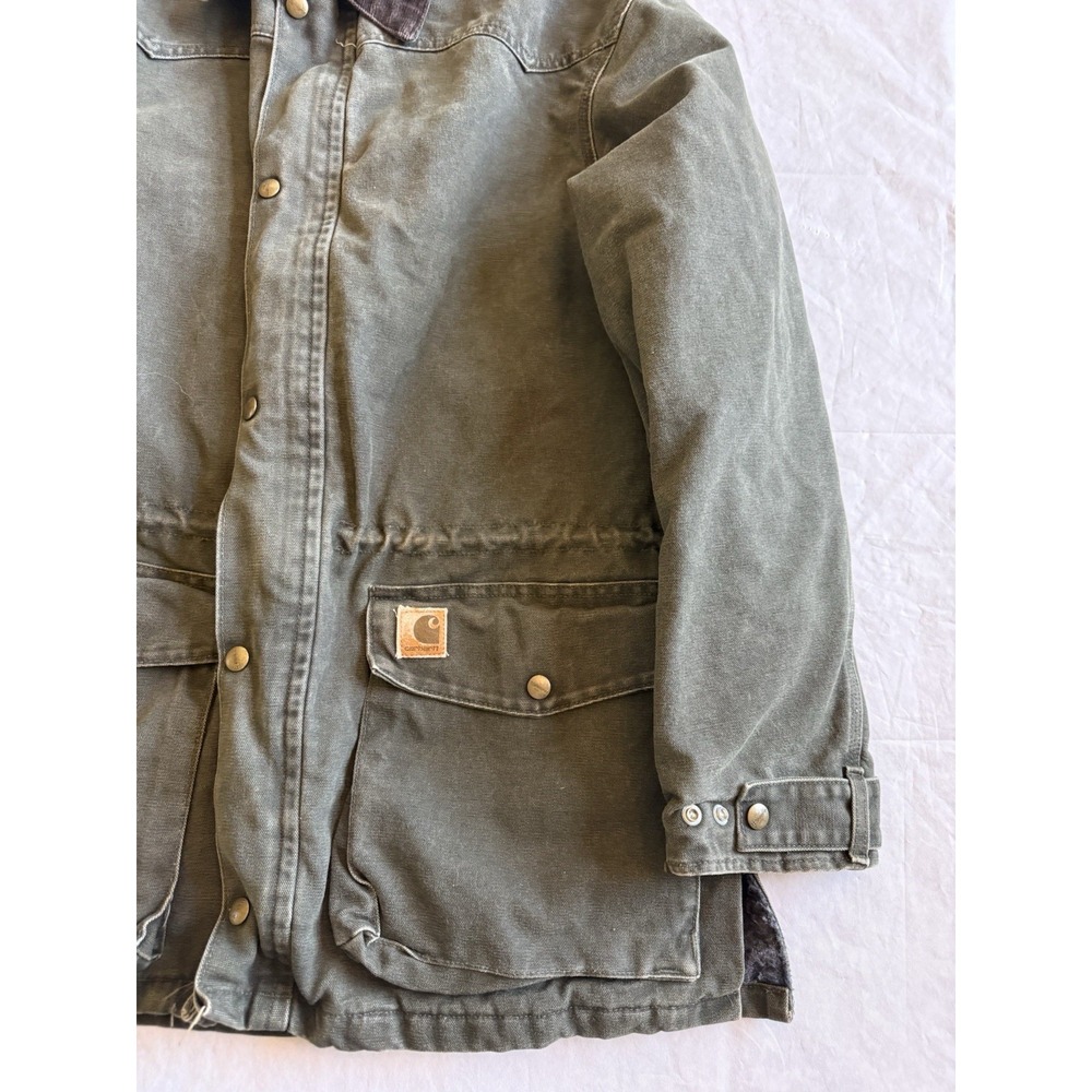 Vintage 90s Carhartt PB1366 Trail Parka Dark Olive Blanket Lined Jacket USA - Picture 5 of 16